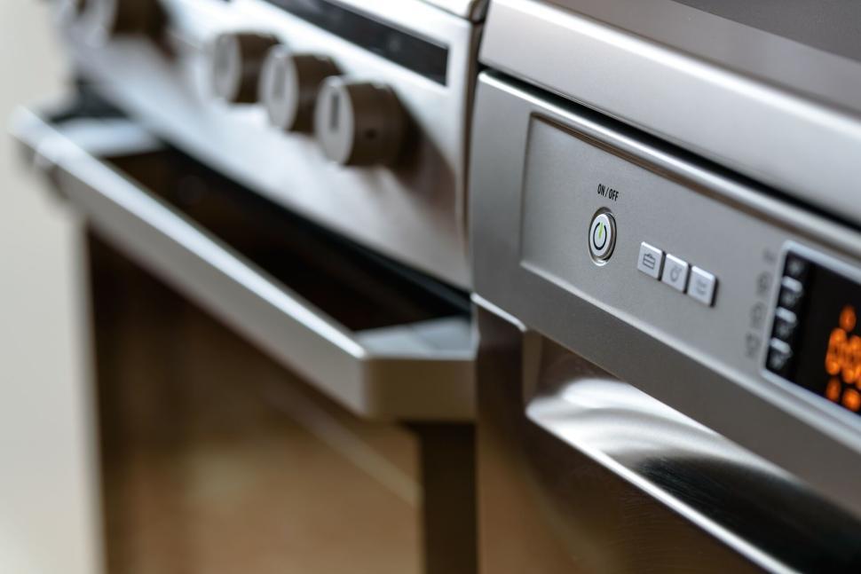Free Image of Modern kitchen appliances with sleek stainless steel finish 
