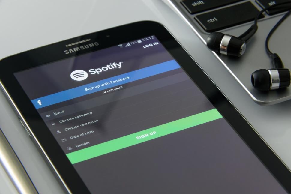 Free Image of Samsung tablet displaying Spotify login screen interface 