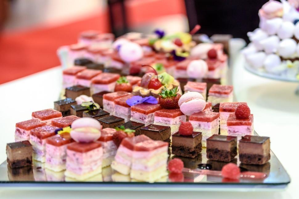 Free Image of Elegant tray of assorted gourmet desserts and pastries. 