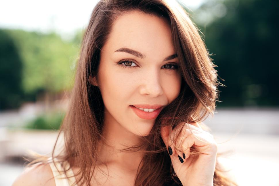 Free Image of Close up of young woman looking at the camera 