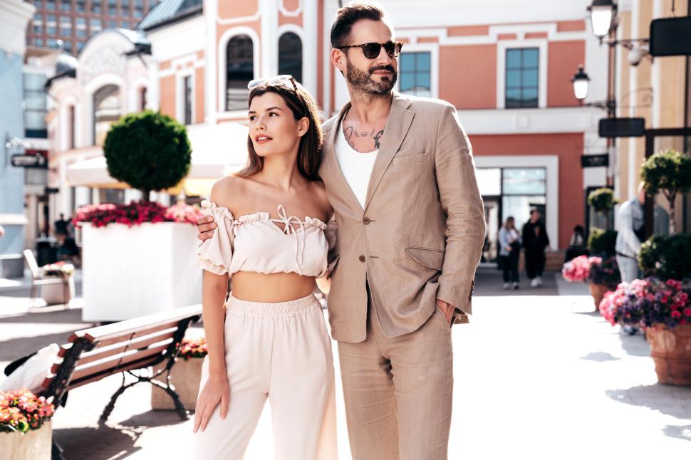 Free Image of Handsome couple out in the street 