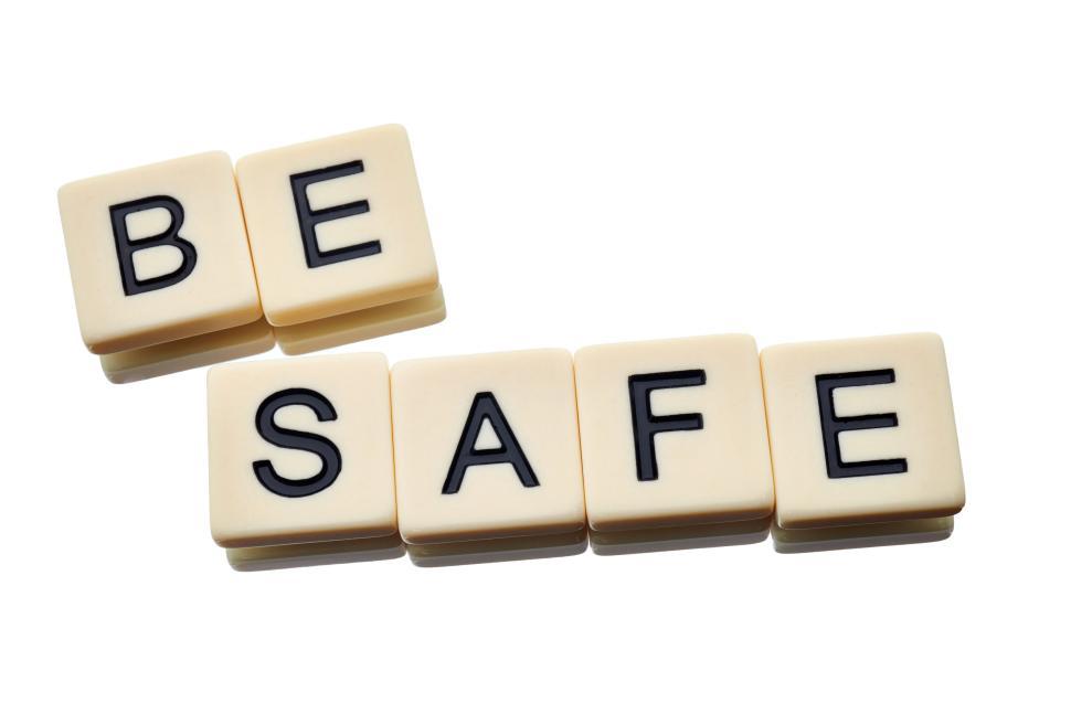 Free Image of Be Safe message with letter tiles on white background 