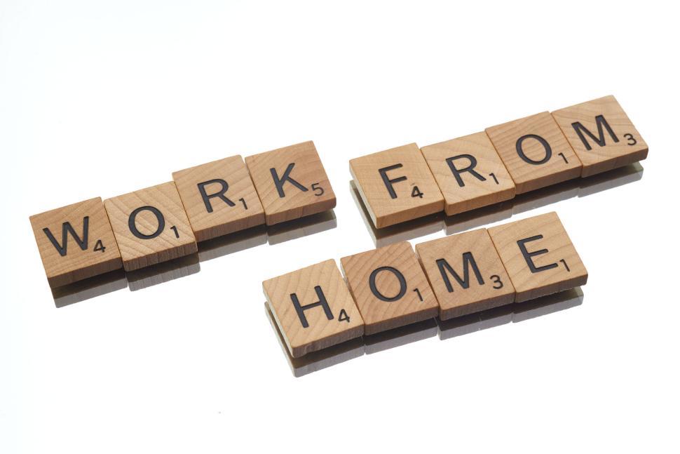 Free Image of Work From Home message with wooden letter tiles 