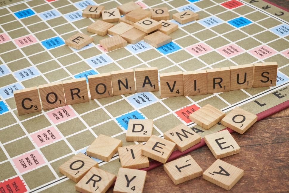 Free Image of Scrabble tiles spell  CORONAVIRUS  on game board 