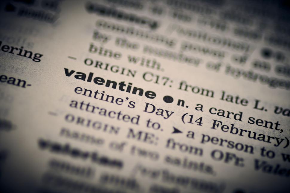 Free Image of Dictionary definition of valentine with narrow depth focus 