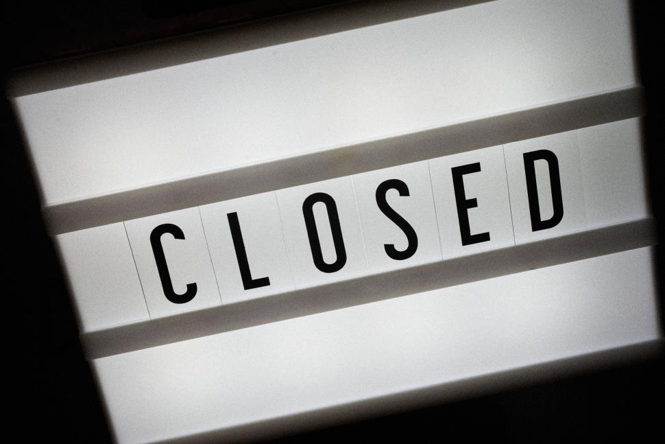 Free Image of Closed sign on lightbox for businesses and operations 
