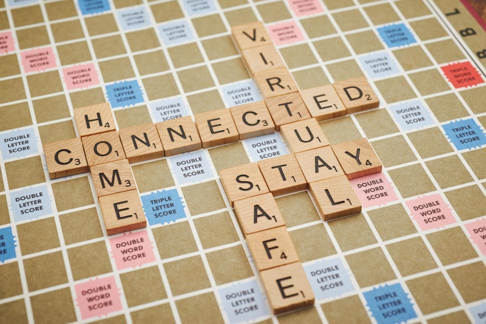 Free Image of Scrabble board with words related to safety and technology 