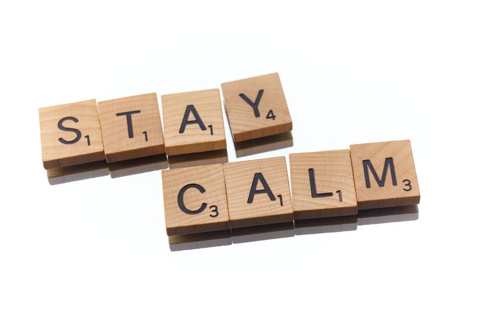 Free Image of Scrabble letters forming the words STAY CALM for motivation 