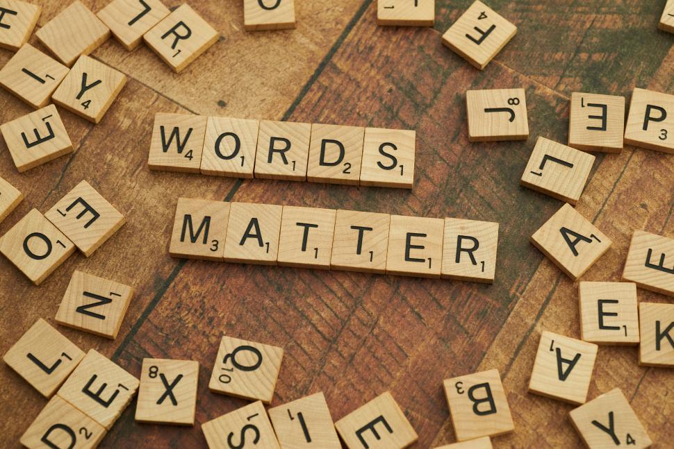 Free Image of Scrabble tiles arranged to form the phrase WORDS MATTER 