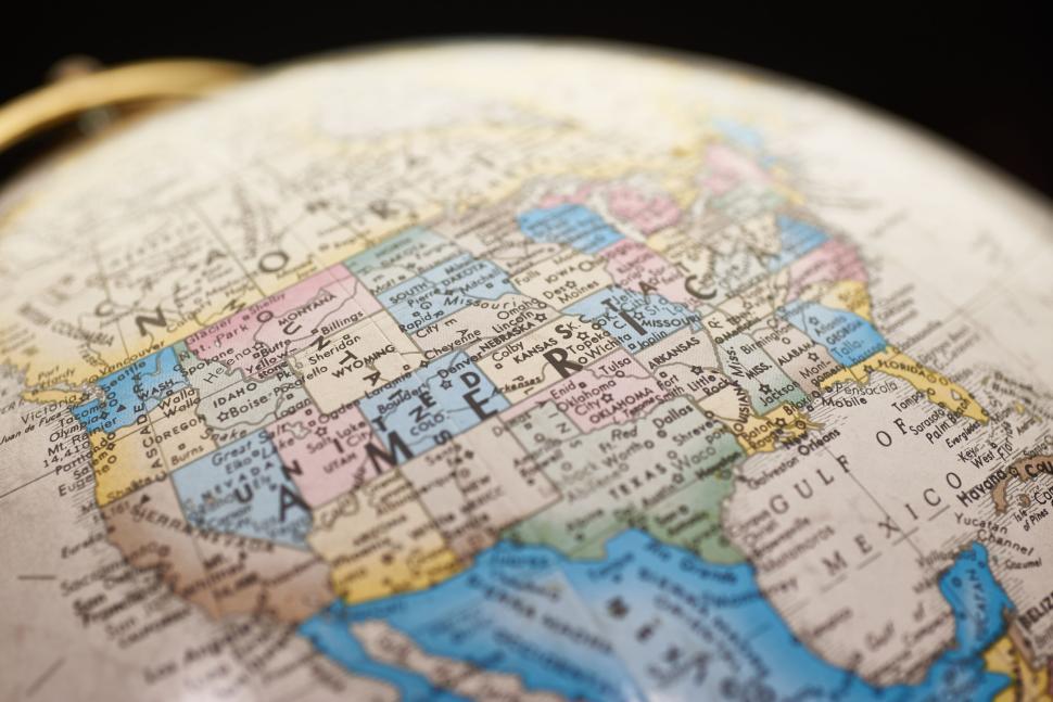 Free Image of Detailed North American region with state and city names. 
