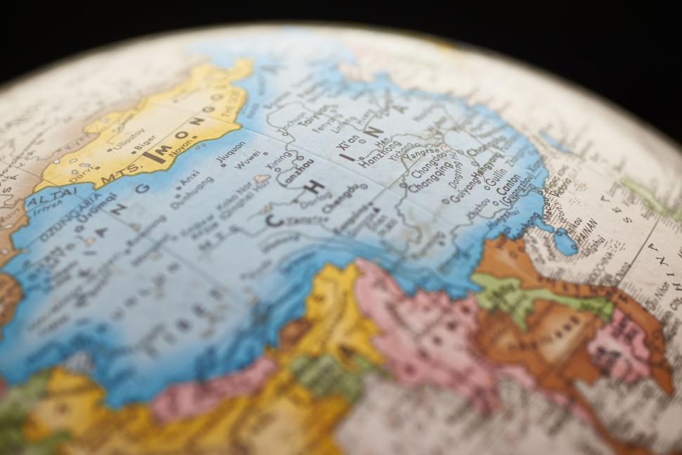 Free Image of Detailed close-up of Russia and Asia on a globe. 