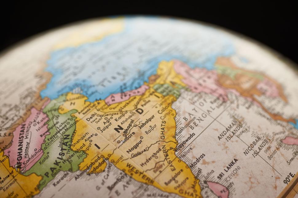 Free Image of Focus on India and neighboring countries on a globe. 