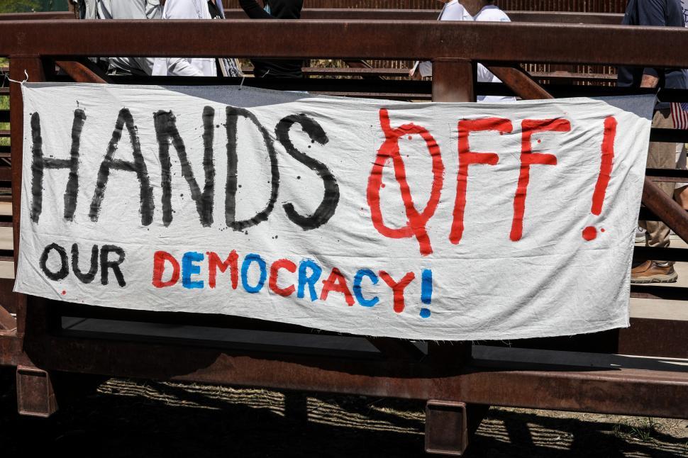 Free Image of Political protest against Donald Trump advocating for democracy in the United States 