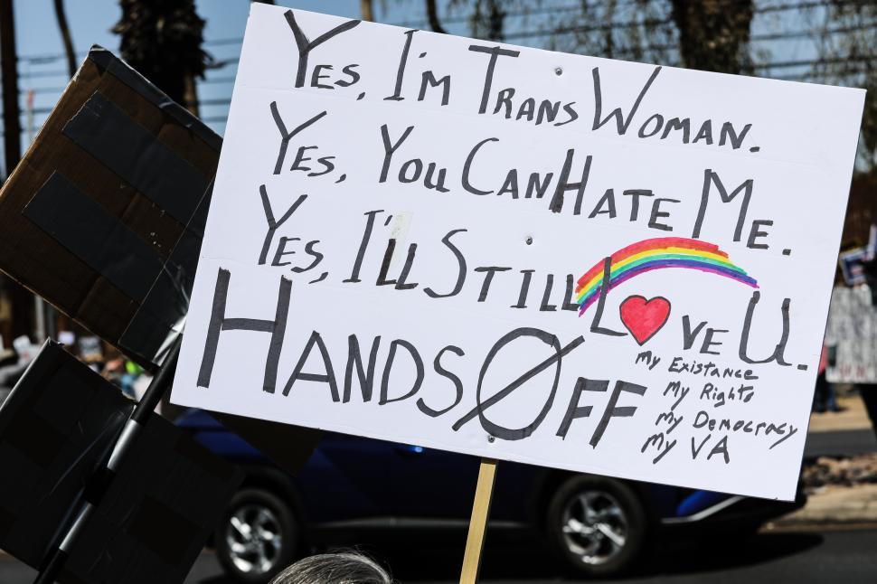 Free Image of Protest against Donald Trump highlighting trans rights and democratic values in the United States 