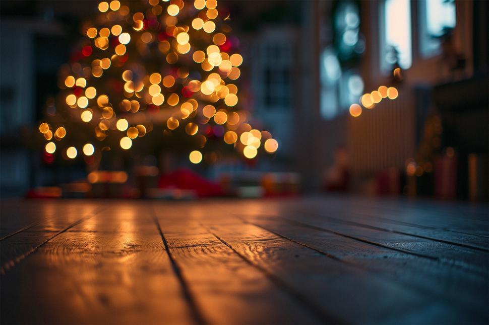 Free Image of Beautifully decorated Christmas tree with warm lights 