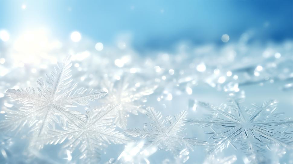 Free Image of Snowflakes glistening on a sparkling winter morning 