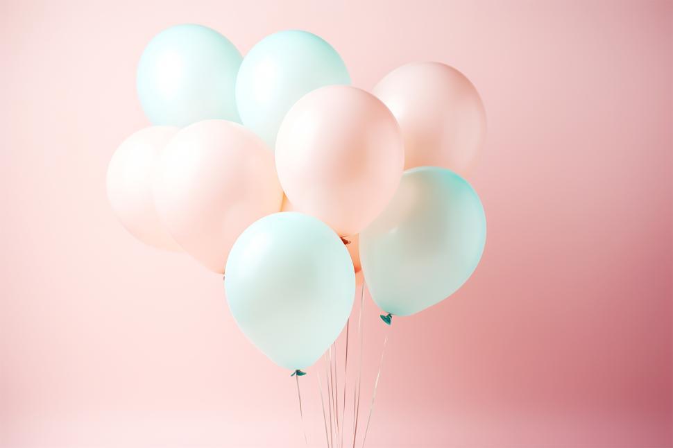 Free Image of Colorful balloons floating against a soft pastel background 