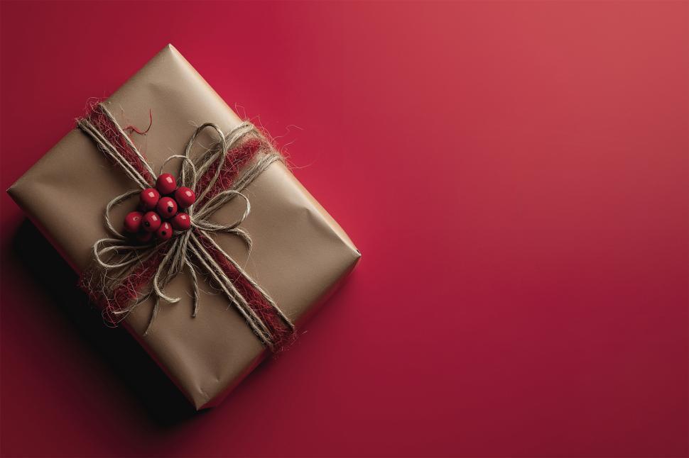 Free Image of Gift wrapped beautifully on red for a special day 