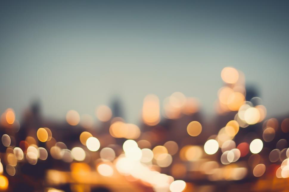 Free Image of City lights glow softly during twilight hours 