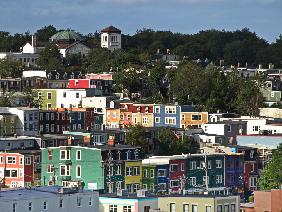 Free Image of Colorful houses in a vibrant neighborhood during a sunny day in summer 