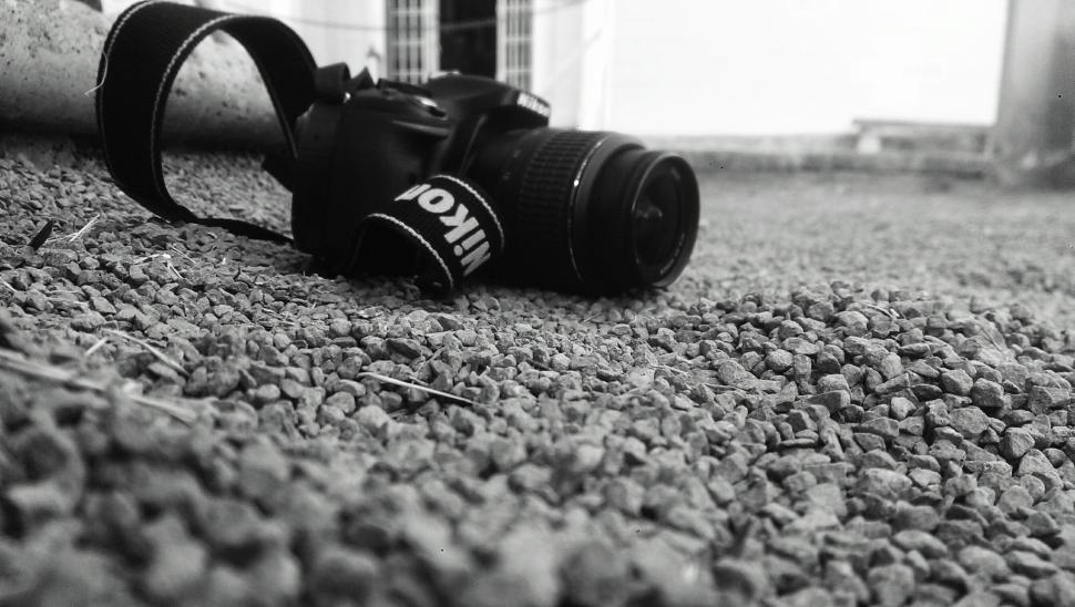 Free Image of Camera resting on gravel during a quiet moment 