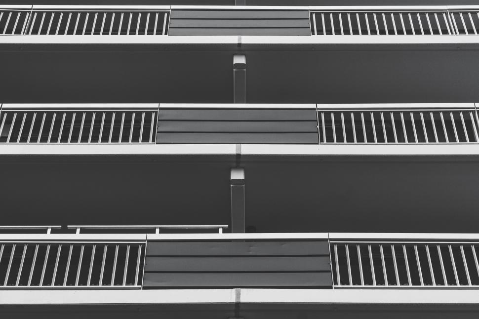 Free Image of Modern abstract architecture with geometric balcony design 