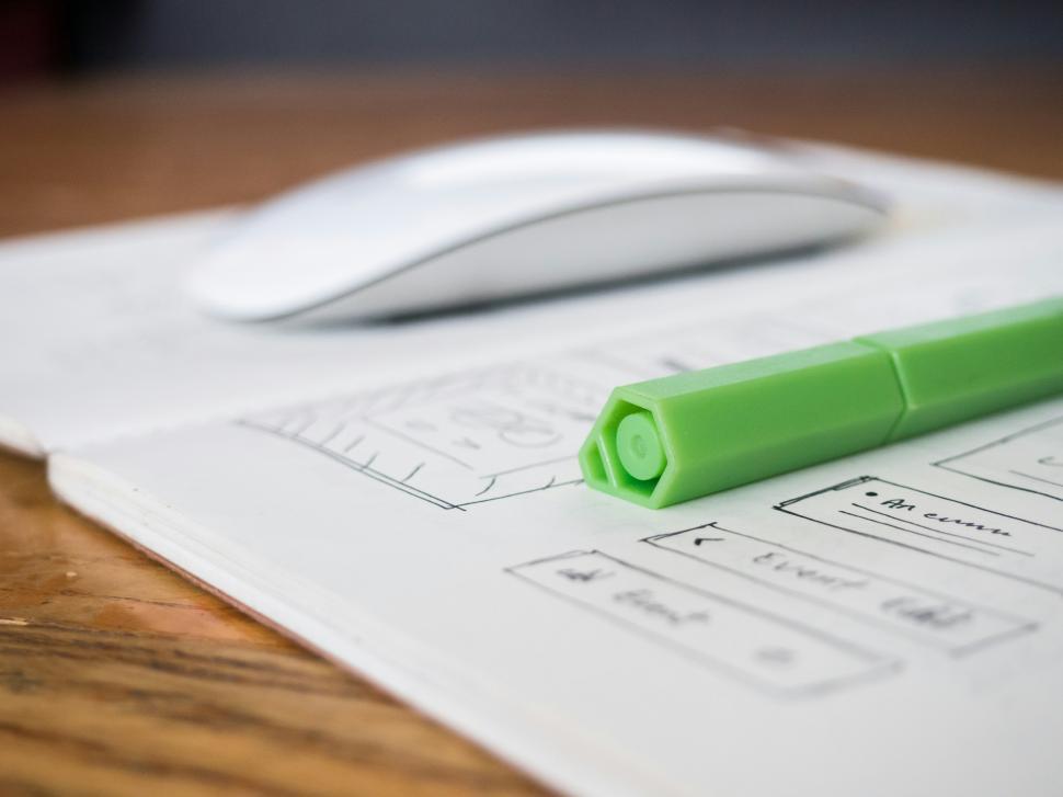 Free Image of Creative workspace with sketching tools and technology for design projects 