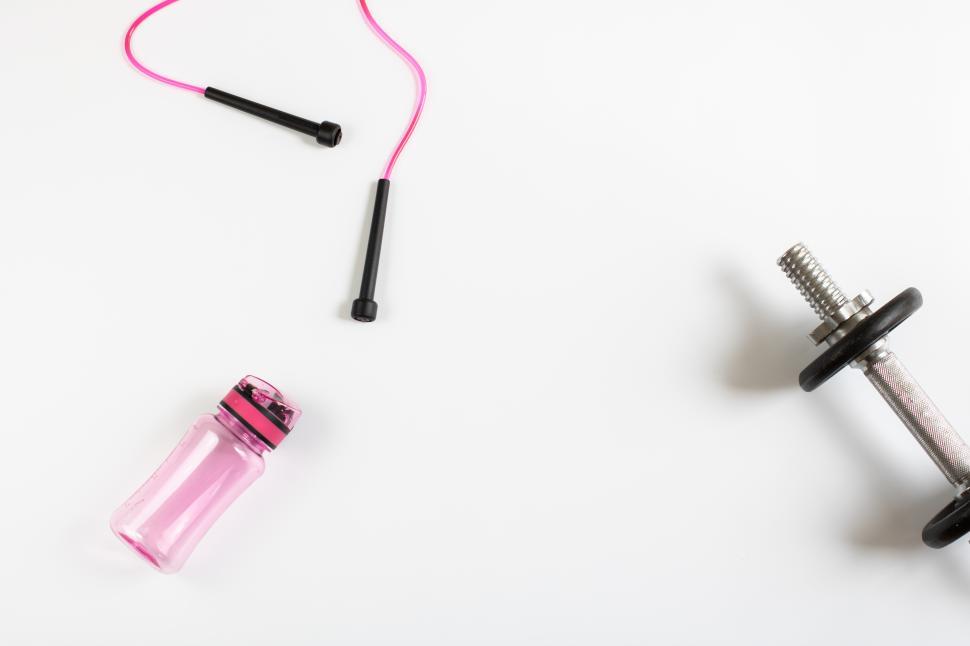 Free Image of Fitness equipment and accessories on a white background 