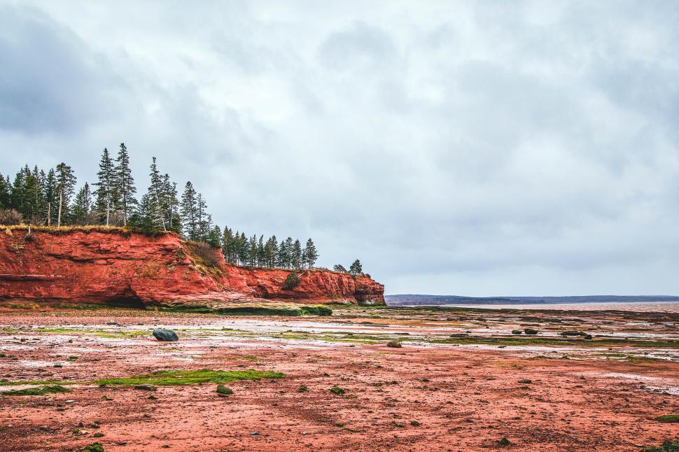 Free Image of Cliffs and landscape at low tide in a coastal area 
