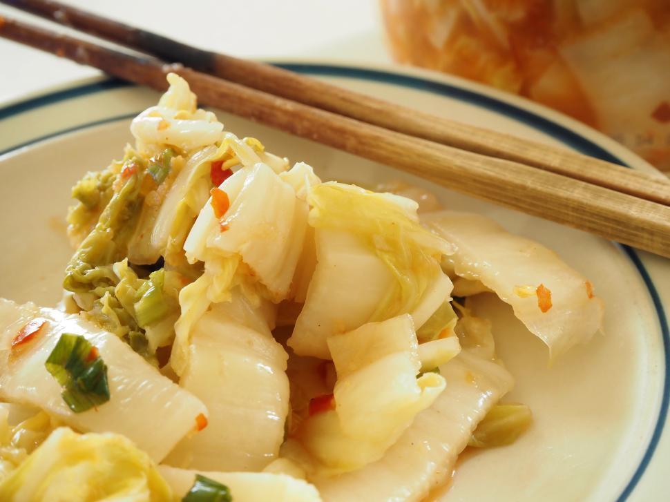 Free Image of Homemade Cabbage Kimchi On Plate 