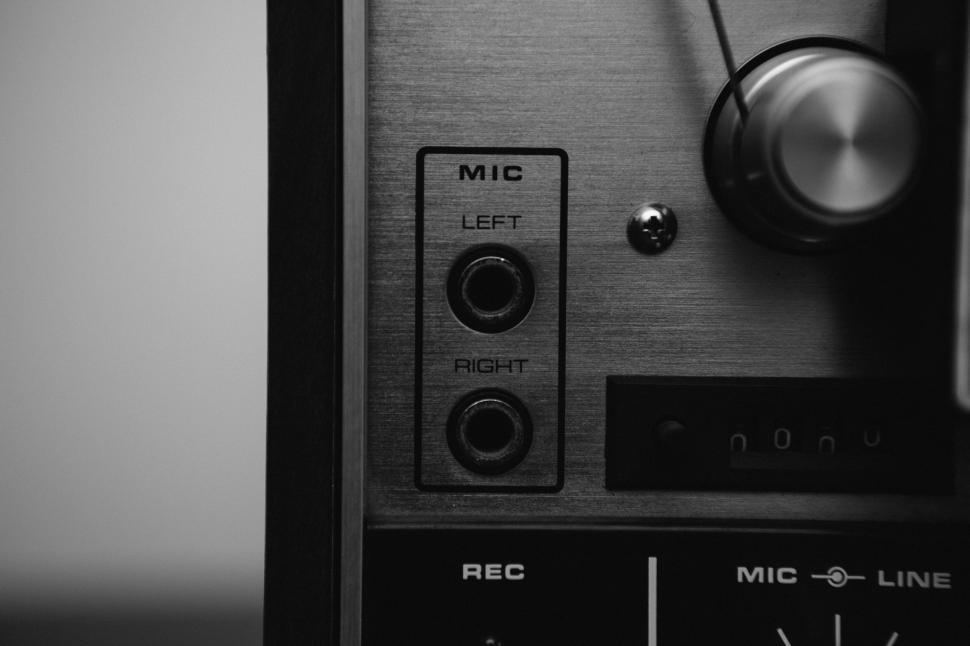 Free Image of Vintage audio equipment with microphone inputs on display 