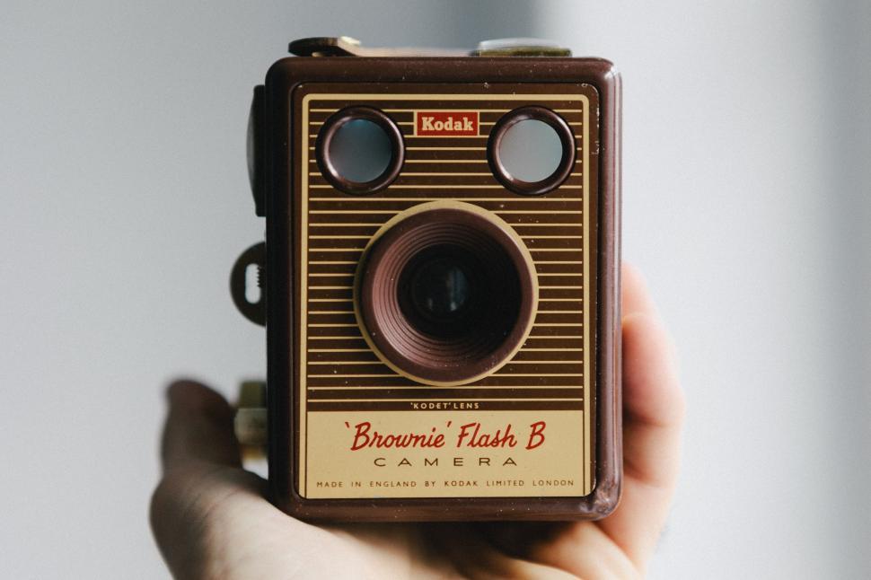 Free Image of Vintage camera held by a person showing classic design 