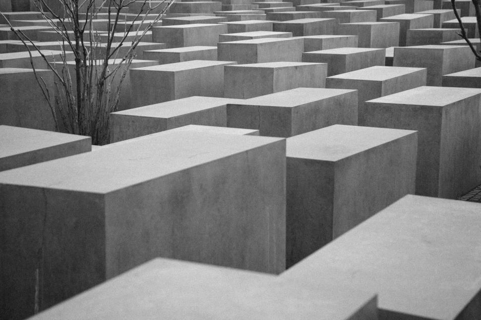 Free Image of Monumental concrete blocks create a maze in Berlin memorial 
