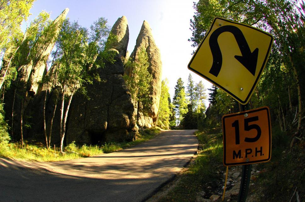 Free Image of Hairpin Turn Ahead - Slow Down! 
