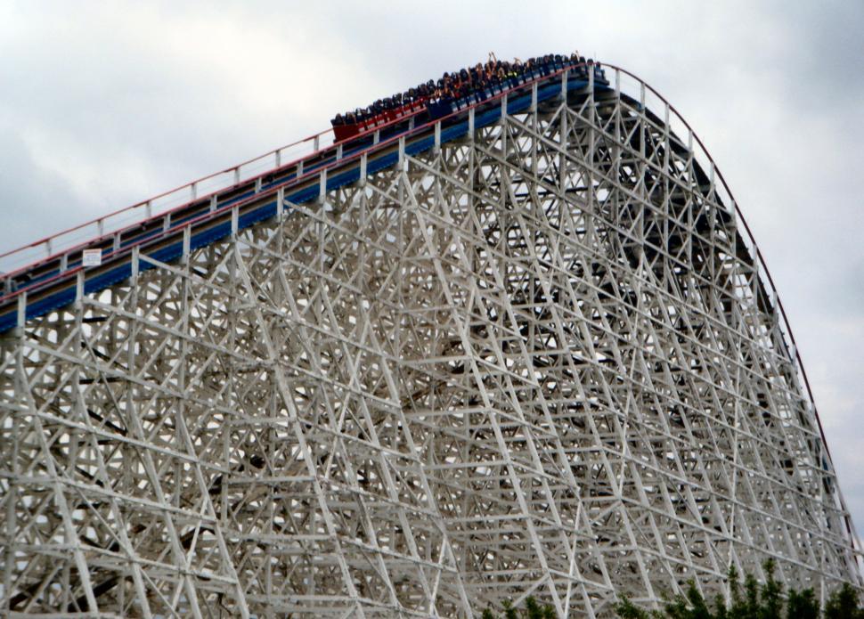 Free Image of Double wide roller coaster dual tracks 