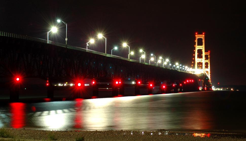 Free Image of Illuminated Bridge at Night 