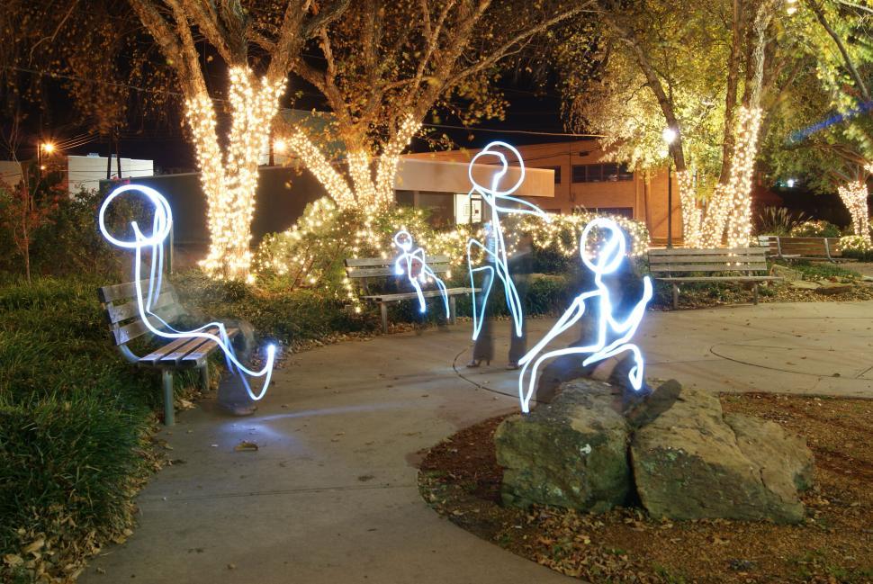 Free Image of Stick Figures painting with light photography 