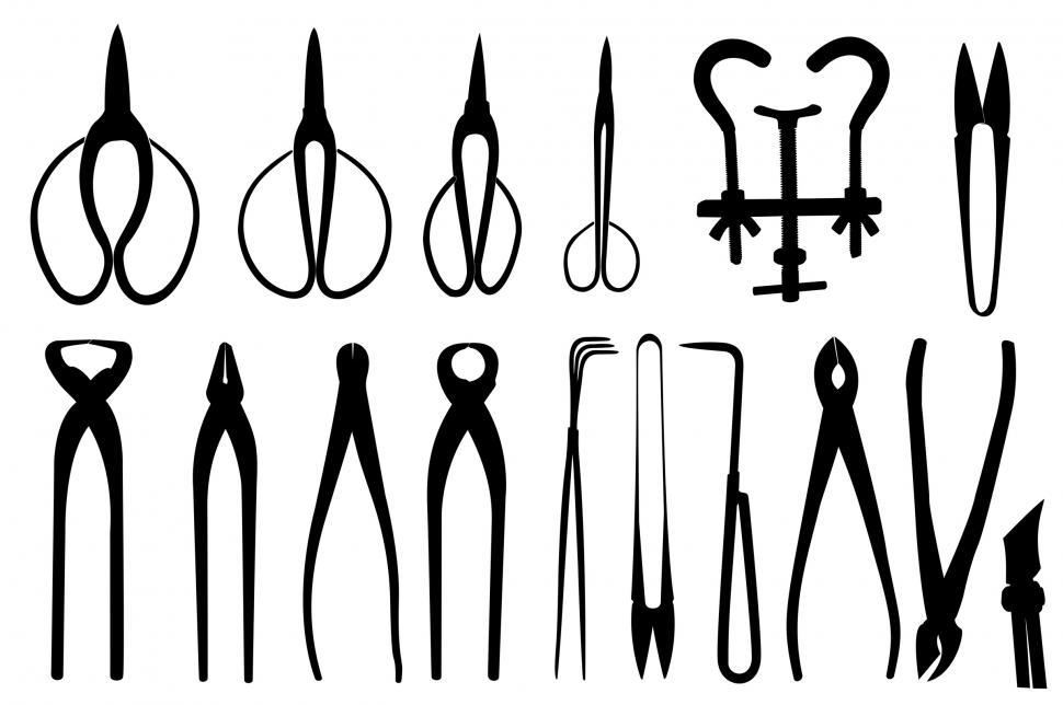 Free Image of Shapes of bonsai tools 