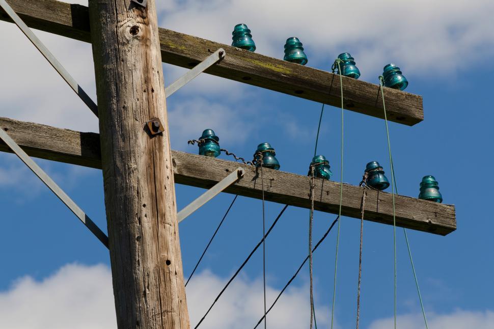 Free Image of Old Telegraph Wires Dangling from Pole 