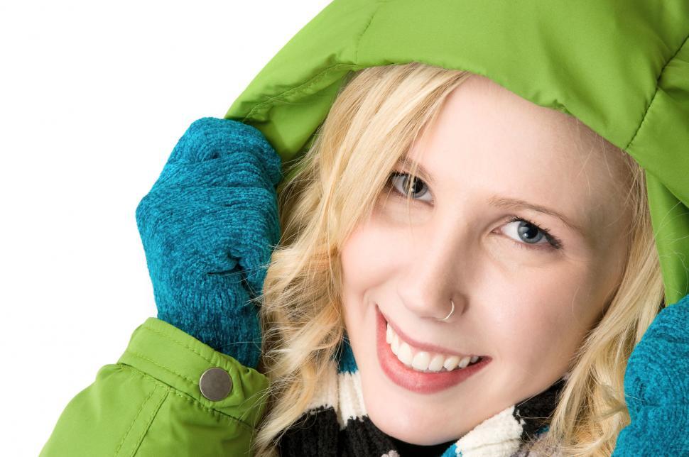 Free Image of Young woman in hood 