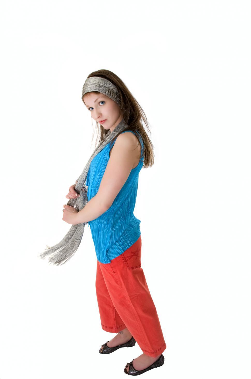 Free Image of Young woman in scarf 