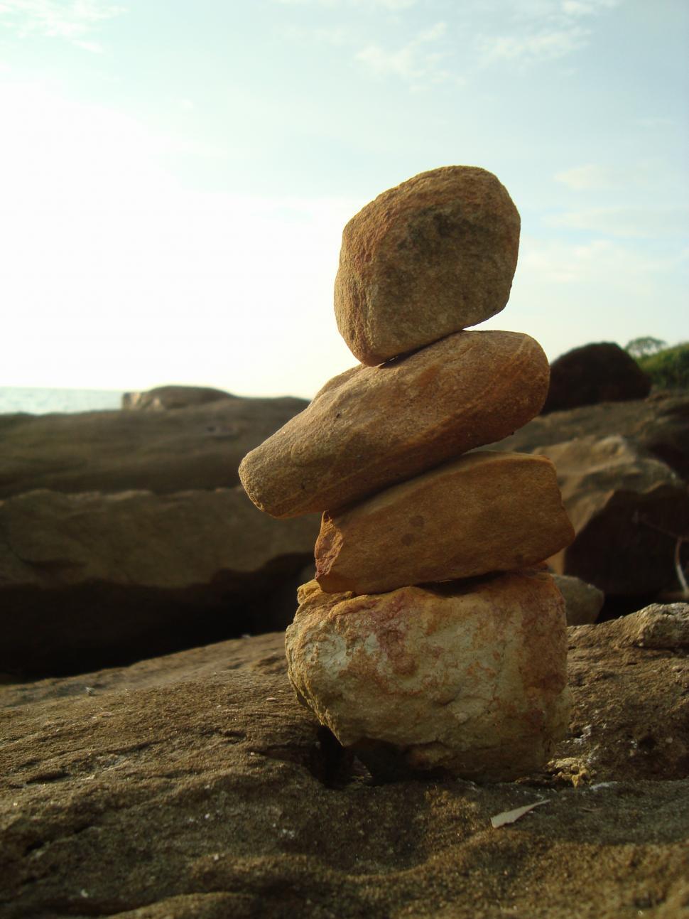 Free Image of Pebble Balance by the Sea 