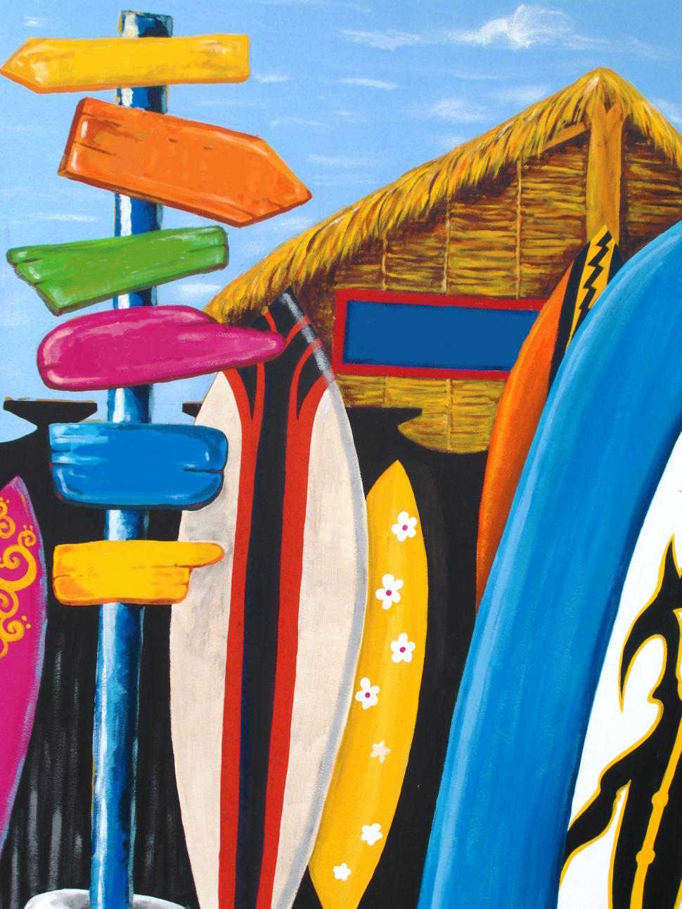 Free Image of Beach Hut Blank Signs 