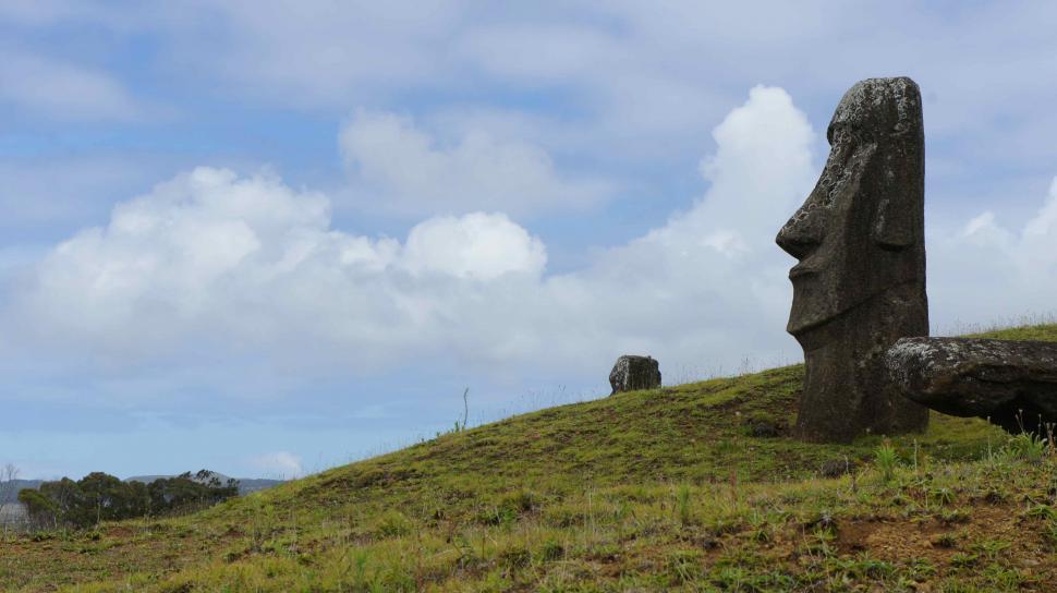 Free Image of Moai head statues of Easter Island 