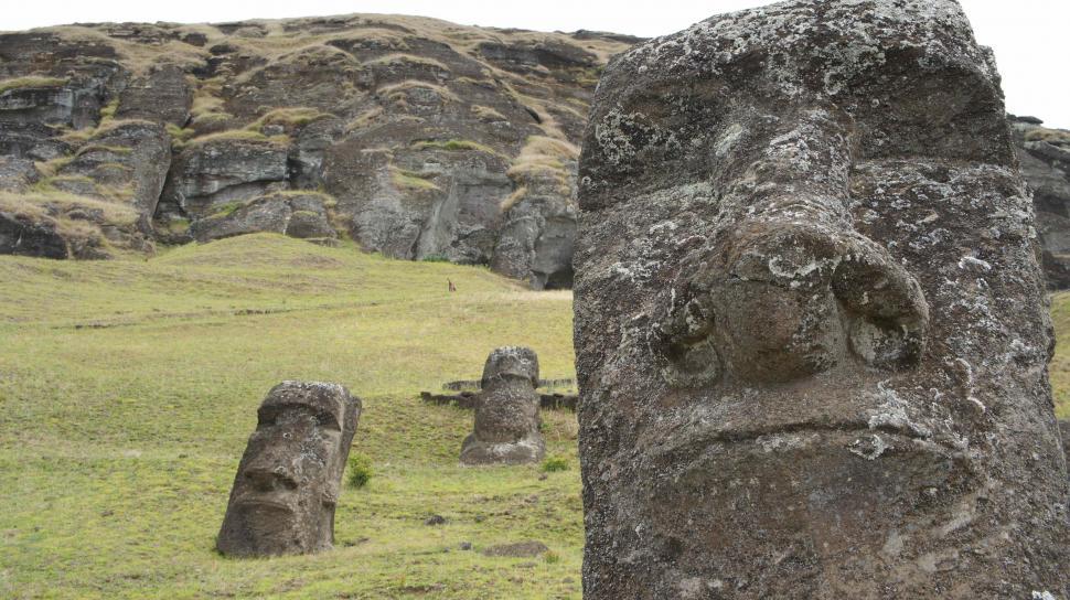Free Image of Moai head statues of Easter Island 