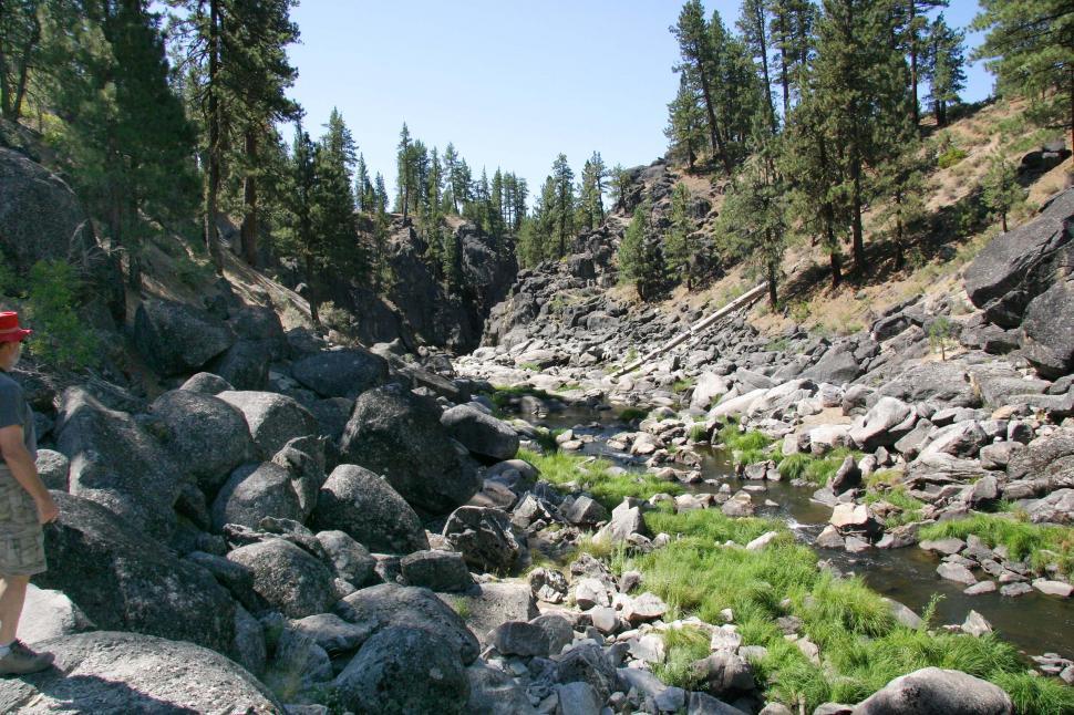 Free Image of Man Standing on Rock by River 