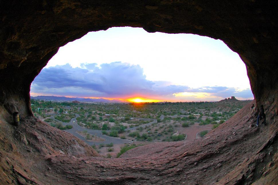 Free Image of Sunset through Natural Bridge Arch 