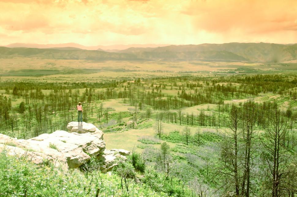 Free Image of A Girl Overlooks the Amazing Valley 
