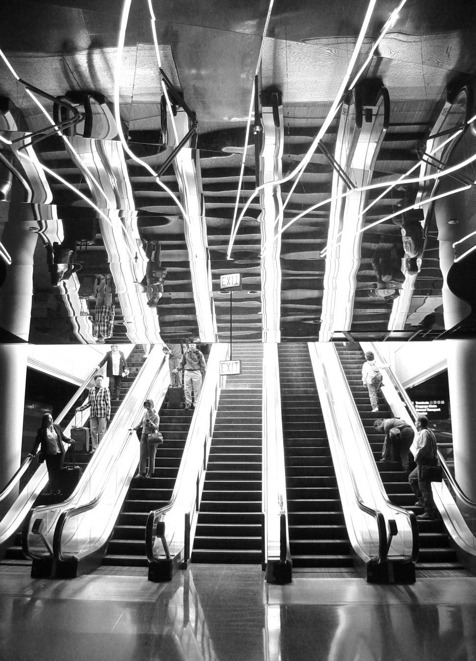 Free Image of Escalator Reflection at the Airport 