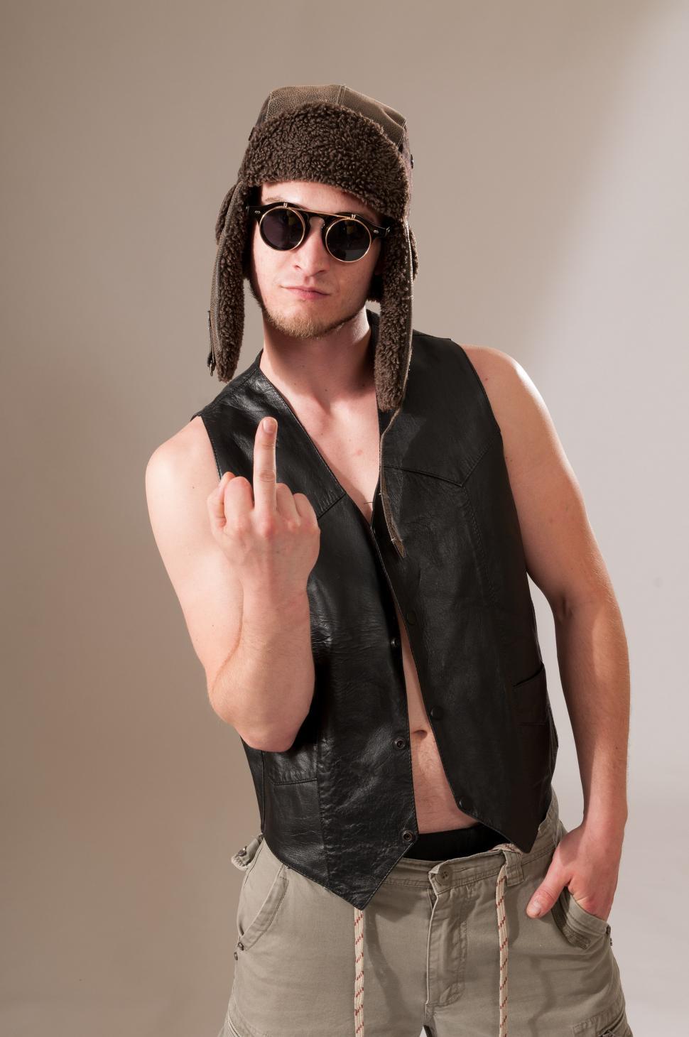 Free Image of Angry guy gives the finger 